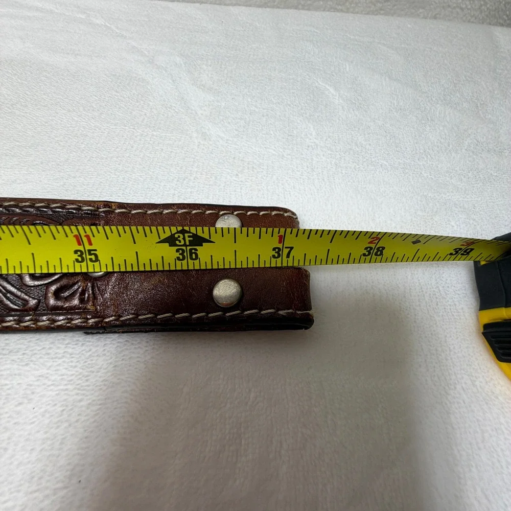 NOCONA Mens‎ Diamond Conch Calf Hair Leather Western Studded Belt 32 *NO BUCKLE*